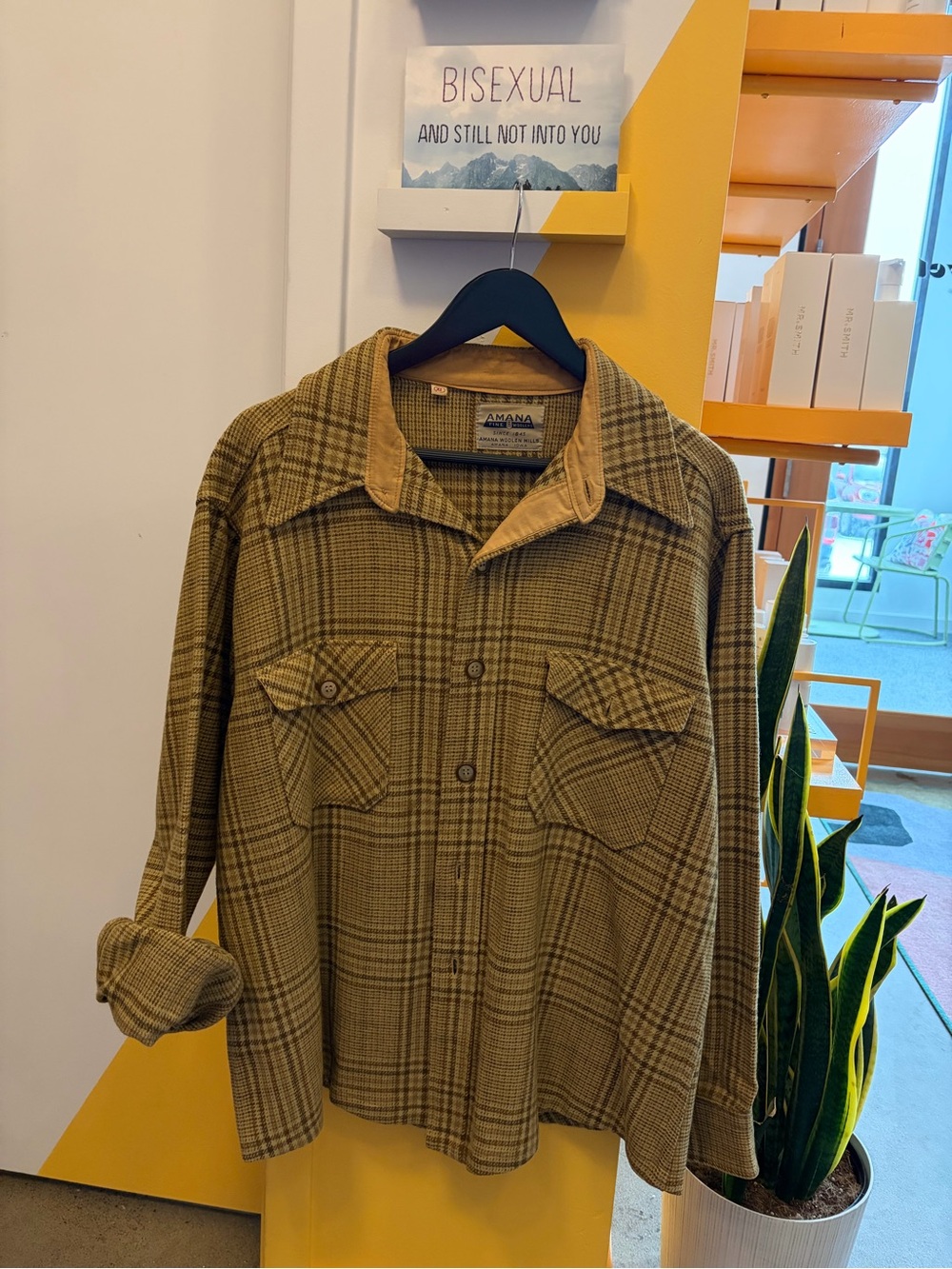 Amiana Men's Tan Plaid Lightweight Shirt Jacket